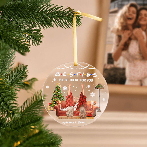 Personalized Besties Acrylic Hanging Ornament with Name Tree Decoration Christmas Gift for Sisters Besties