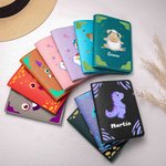 Gepersonaliseerd Cartoon Monster Fantasie Eenhoorn Dinosaurus PU lederen paspoorthouder Bagagelabel met naam Reisaccessoire Verjaardagscadeau voor kinderen
