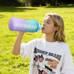 Personalisierte große Kapazität frei Motivations Fitness Zeit Marker Wasserflasche mit Farbverlauf Name und Stroh Griff Geburtstag Geschenk für Männer Frauen