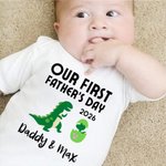 Personalized Our First Father's Day Together Father and Baby Matching Set 100% Cotton Shirt with Names Father's Day Gift for Baby New Dad