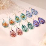 Personalizado colorido nacimiento de flores en forma de gota de agua de acrílico Pendientes Día de la Madre Aniversario Cumpleaños Regalo para la Madre Mujer