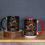 Personalised Never Underestimate An Old Man with A Motorbike 11 oz 15 oz Ceramic Coffee Mug with Name Father's Day Birthday Gift for Bikers