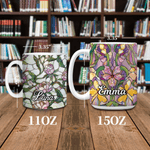 Personalised Stained Glass Floral Design Ceramic Coffee Mug with Name Daily Use Mother's Day Birthday Gift for Woman