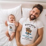 Personalizado lindo elefante 100% algodón bebé body camiseta a juego con el nombre Primer regalo del Día del Padre para papá bebé