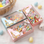 Scatola regalo personalizzata di Peter Rabbit con nome e coperchio trasparente Vassoio per dolci Uso quotidiano Bomboniere di festa Regalo di Pasqua per ragazze e ragazzi