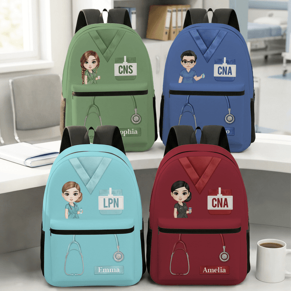 Personalizzato Cartoon Doctor Nurse Character Large School Bag con nome e titolo Nurse Week Appreciation Birthday Gift for Medical Staff (Regalo di compleanno per il personale medico)