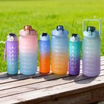 Personalisierte große Kapazität frei Motivations Fitness Zeit Marker Wasserflasche mit Farbverlauf Name und Stroh Griff Geburtstag Geschenk für Männer Frauen
