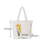 Borsa tote personalizzata in velluto a coste con fiori di nascita e nome per uso quotidiano - Regalo di compleanno per donne