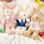 Personalisierte Aquarell Cartoon Kaninchen Initial T-shirt Plüsch Hase Stofftier mit Namen Ostern Geschenk für Neugeborene Kinder