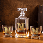 Personalized Vintage Initial Whiskey Decanter with Name Father's Day Anniversary Gift for Dad Husband Bartender
