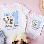 Personalisierte niedlichen Elefanten 1. Muttertag 100% Baumwolle T-shirt Baby Bodysuit mit Namen Geburtstag Geschenk für Baby Mama
