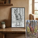 Personalizado Sketch Style Pet Portrait Photo Canvas Painting with Name Home Decor Pet Memorial Gift for Pet Lovers Owners