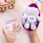 Gepersonaliseerde Rekbare Pluche Konijntje Sleutelhanger en Vulbare Groot Paasei Set Paastraktatie voor Paaseieren Zoeken Cadeau voor Jongens Meisjes