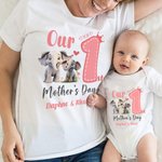 Personalisierte niedlichen Elefanten 1. Muttertag 100% Baumwolle T-shirt Baby Bodysuit mit Namen Geburtstag Geschenk für Baby Mama