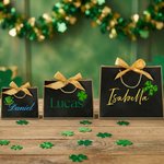 Personalized Four-Leaf Clover Pattern Gift Bag with Name Set of 3 St. Patrick's Day Gift for Family Friends