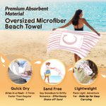 Personalized Watercolor Stripe Design Quick Dry Oversized Beach Towel with Name and Initial Summer Vacation Birthday Gift for Woman Family Friends