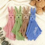 Personalized Healthcare Bunny Knitted Soft Baby Security Blanket with Embroidered Name Birthday Baby Shower Gift for Newborn New Mom