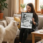 Personalizado Sketch Style Pet Portrait Photo Canvas Painting with Name Home Decor Pet Memorial Gift for Pet Lovers Owners
