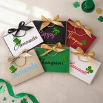 Personalized Four-Leaf Clover Pattern Gift Bag with Name Set of 3 St. Patrick's Day Gift for Family Friends
