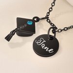 Spersonalizowany naszyjnik Birthstone Graduation Cap z imienną zawieszką Dainty Jewelry Graduation Gift dla absolwentów
