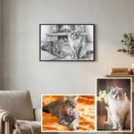 Personalizado Sketch Style Pet Portrait Photo Canvas Painting with Name Home Decor Pet Memorial Gift for Pet Lovers Owners
