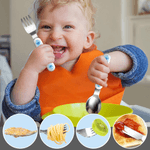 Personalised Multi-Colour Cute Teddy Bear Kids Knife Fork Spoon Three-Piece Set with Name Daily Dining Birthday Gift for Children  Toddlers