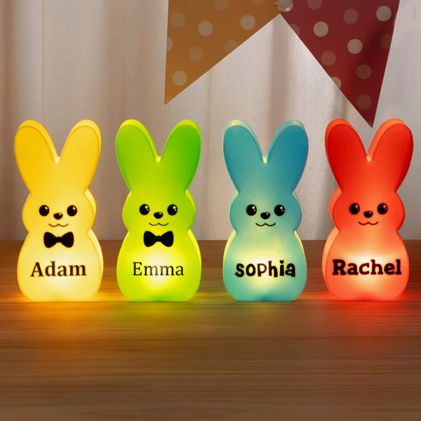 Gepersonaliseerde Paashaas LED-lamp met Naam Ideaal als Paasdecoratie Paasmandvuller en Feestcadeau voor Jongens en Meisjes