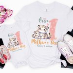 Gepersonaliseerd Schattig Dieren 100% Katoenen Baby rompertje bijpassend T-shirt met Naam en Datum Eerste Moederdagcadeau voor Pasgeboren Nieuwe Moeder