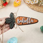 Porte-nom personnalisé en bois en forme de carotte pour le panier de Pâques Cadeau de Pâques pour garçons filles
