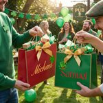 Personalized Four-Leaf Clover Pattern Gift Bag with Name Set of 3 St. Patrick's Day Gift for Family Friends
