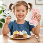 Personalised Multi-Colour Cute Teddy Bear Kids Knife Fork Spoon Three-Piece Set with Name Daily Dining Birthday Gift for Children  Toddlers