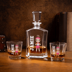 Decantador de whisky personalizado con nombre y número de personaje de voleibol de dibujos animados Regalo de cumpleaños Día del Padre para hombre mujer amante del voleibol
