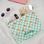 Personalizzato Cartoon Carino Marsupilami Corduroy Checkerboard Makeup Bag con nome Viaggio Regalo di compleanno per le donne | Callie × Marsupilami ®