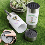 Lámpara solar de jardín personalizada Happy Easter Cute Rabbit Waterproof con nombre Decoración de jardín Uso diario Fiesta de Pascua Regalo para la familia Niños