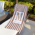 Toalla de playa personalizada de secado rápido y extragrande con rayas acuarela nombre e inicial regalo de cumpleaños para mujer o parejas