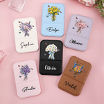 Personalisierte Aquarell Geburt Blume Blumenstrauß Schmetterling PU Leder Schminkspiegel mit Namen faltbare Reise wesentliche Geburtstagsgeschenk für Frauen