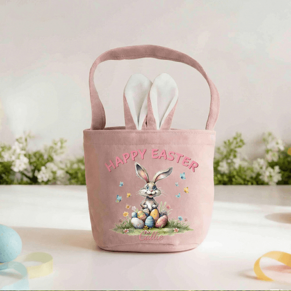 Henkilökohtainen onnellista pääsiäistä Bunny korvat nimi pääsiäiskori tekstin ja hännän kanssa pääsiäisen puolue lahja pojille tytöille
