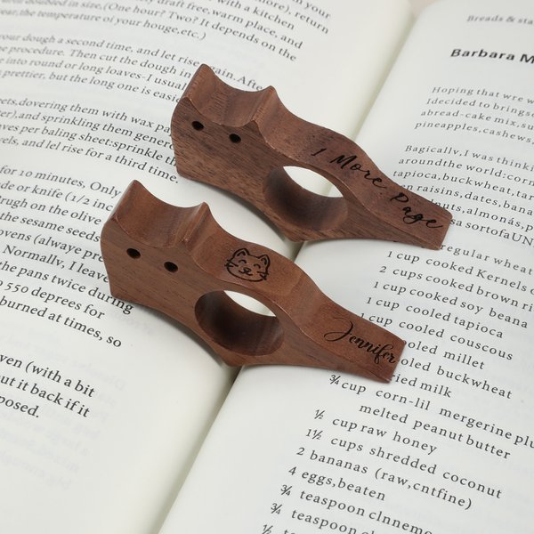 Portarrollos de madera personalizado Lazy Cat con dibujo Asistente de lectura Regalo de cumpleaños para un amante de los libros