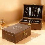 Boîte à bijoux classique en bois personnalisée avec gravure en haut ou à côté - Cadeau anniversaire mariage Saint-Valentin pour les femmes