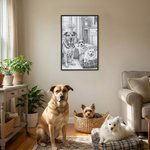 Personalizado Sketch Style Pet Portrait Photo Canvas Painting with Name Home Decor Pet Memorial Gift for Pet Lovers Owners