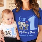 Personalisierte niedlichen Elefanten 1. Muttertag 100% Baumwolle T-shirt Baby Bodysuit mit Namen Geburtstag Geschenk für Baby Mama