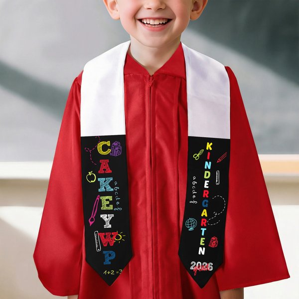 Personalised Classroom Theme Kindergarten Graduation Stoles Gown with Name and Grade Class of 2026 Graduation Gift for Kids