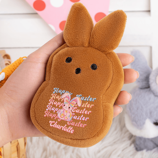 Personalisierte niedliche Hase Plüsch Münze Geldbörse mit Namen und Armband Ostern Korb Stuffers Ostern Party Favorit Geschenk für Kinder