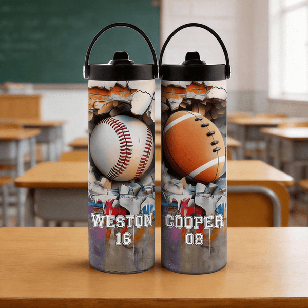 Personalizada Béisbol Baloncesto Deporte 20 oz Botella de Agua Aislada con Nombre Número y Mango Día de la Competición Evento Deportivo Regalo para Jugadores