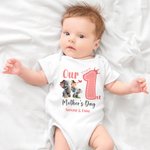 Personalisierte niedlichen Elefanten 1. Muttertag 100% Baumwolle T-shirt Baby Bodysuit mit Namen Geburtstag Geschenk für Baby Mama