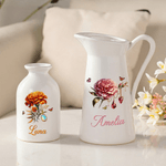 Personalisierte Retro Geburt Blume Birthstone Keramik Vase mit Namen Home Decor Muttertag Geburtstag Geschenk für Frauen