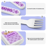 Personalised Multi-Colour Cute Teddy Bear Kids Knife Fork Spoon Three-Piece Set with Name Daily Dining Birthday Gift for Children  Toddlers