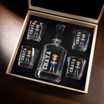Decantador de whisky personalizado con nombre y número de personaje de voleibol de dibujos animados Regalo de cumpleaños Día del Padre para hombre mujer amante del voleibol