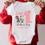 Personalisierte niedlichen Elefanten 1. Muttertag 100% Baumwolle T-shirt Baby Bodysuit mit Namen Geburtstag Geschenk für Baby Mama