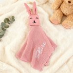 Personalized Healthcare Bunny Knitted Soft Baby Security Blanket with Embroidered Name Birthday Baby Shower Gift for Newborn New Mom